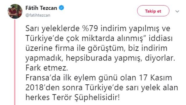 Fatih Tezcan'dan olay yaratan ''sarı yelek'' iddiası - Resim : 1
