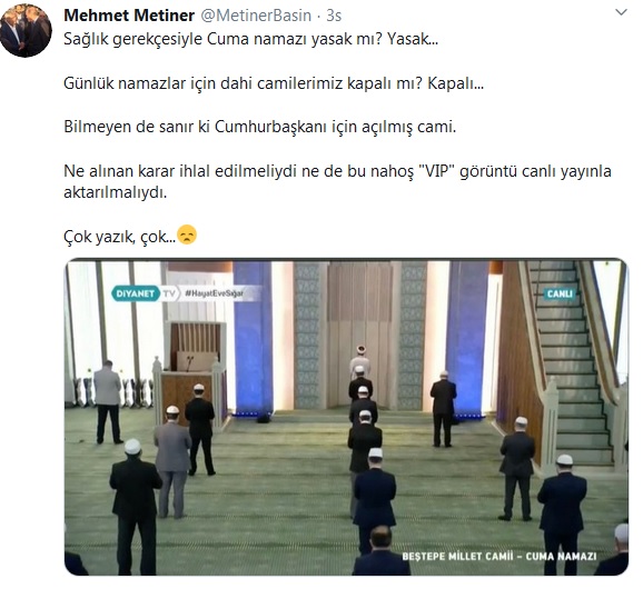 AK Partili Mehmet Metiner'den Diyanet'e ''cuma namazı'' eleştirisi ! - Resim : 1