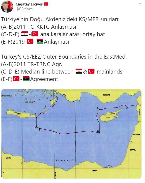 Türk diplomatın paylaştığı harita Yunanistan'ı karıştırdı ! - Resim : 1