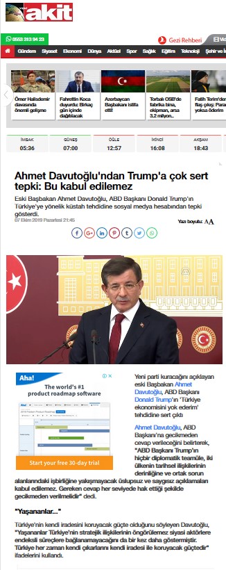 Akit'ten AK Parti'ye Davutoğlu sopası - Resim : 1