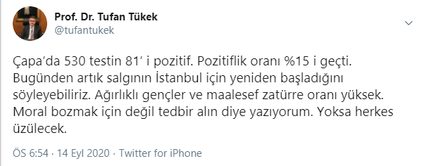 Prof. Dr. Tufan Tükek: Salgın İstanbul için yeniden başladı - Resim : 1