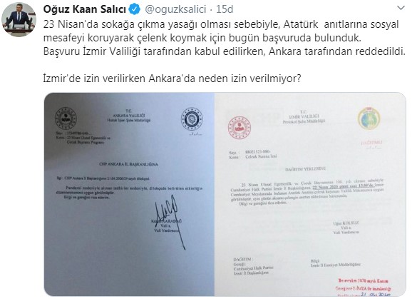 CHP'nin Atatürk Anıtı'na çelek koymasına İzmir'de izin var Ankara'da yok - Resim : 1