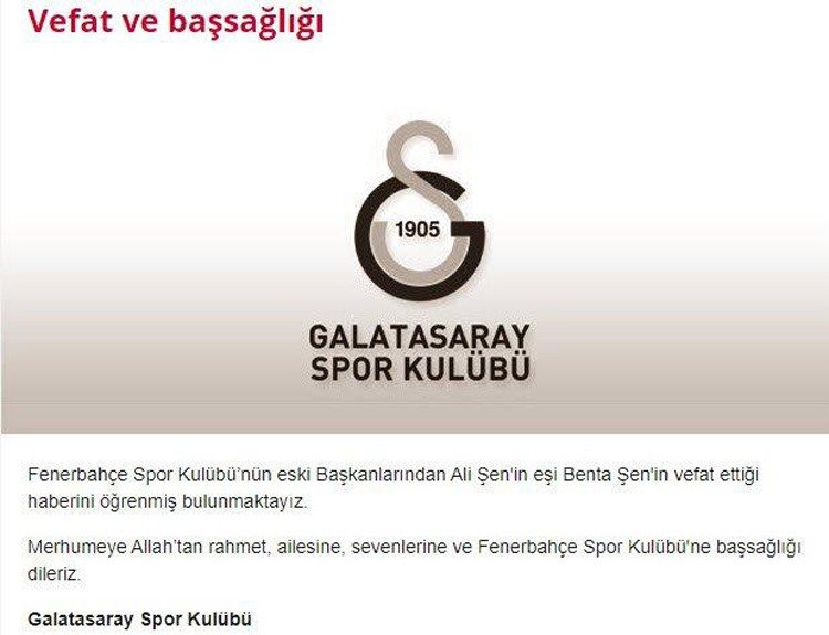 Galatasaray’dan Benta Şen için başsağlığı mesajı - Resim : 2