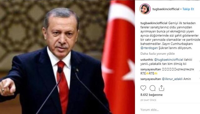 Tuğba Ekinci'den Cumhurbaşkanı Erdoğan paylaşımı - Resim : 1