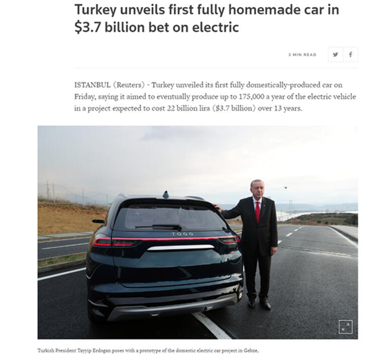 Türkiye'nin yerli otomobili dünya basınında: Tesla'ya meydan okuyor - Resim : 1