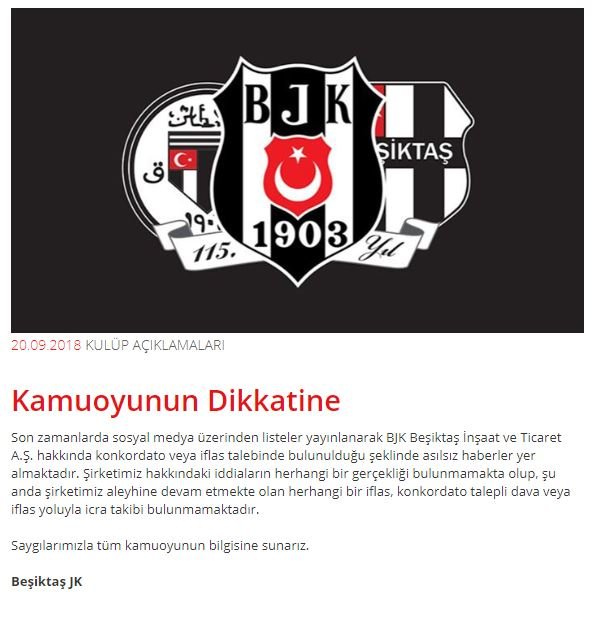 Beşiktaş ‘iflas’ iddialarını yalanladı ! - Resim : 1
