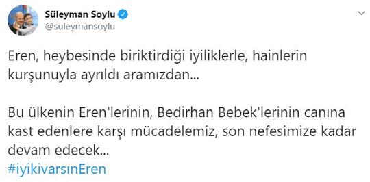 İçişleri Bakanı Soylu'dan Eren Bülbül paylaşımı - Resim : 1