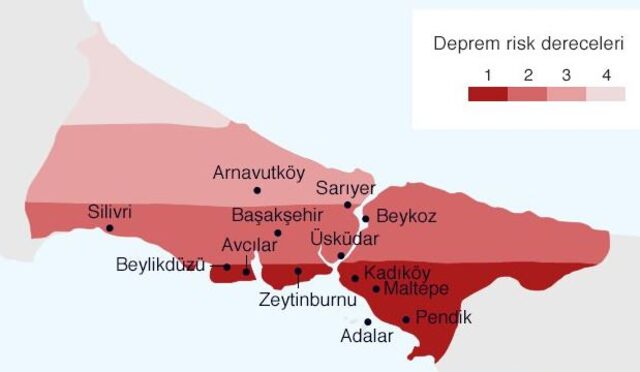 İşte İstanbul'un ilçe ilçe deprem risk haritası - Resim : 2