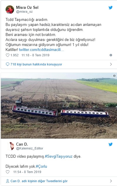 TCDD'den Çorlu'daki tren kazasının yıldönümünde skandal paylaşım - Resim : 2