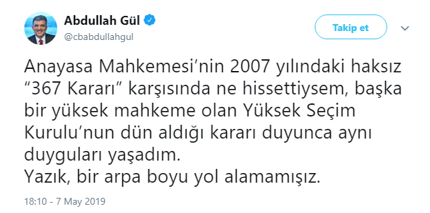 Abdullah Gül'den İstanbul kararına tepki ! - Resim : 1