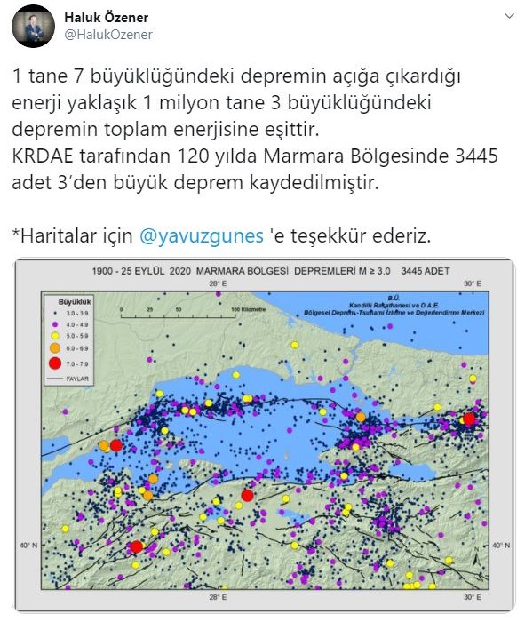 Kandilli Rasathanesi paylaştı: İşte Marmara'nın deprem haritası - Resim : 1