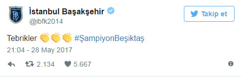 Başakşehir'den Beşiktaş'a tebrik - Resim : 1