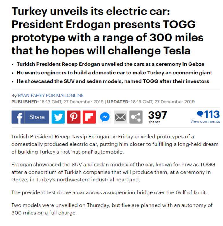 Türkiye'nin yerli otomobili dünya basınında: Tesla'ya meydan okuyor - Resim : 5