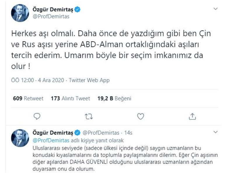 Ekonomist Özgür Demirtaş hangi korona aşısına güvendiğini açıkladı - Resim : 1