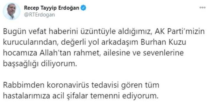 Cumhurbaşkanı Erdoğan'dan Burhan Kuzu mesajı - Resim : 1
