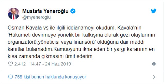 AK Partili vekilden Osman Kavala çıkışı: İddianamede kanıt bulamadım - Resim : 1