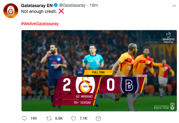 Galatasaray'dan Başakşehir'e 'yetersiz bakiye' göndermesi - Resim : 1