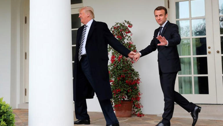 Trump ile Macron buluşmasından ilginç görüntüler - Resim : 1