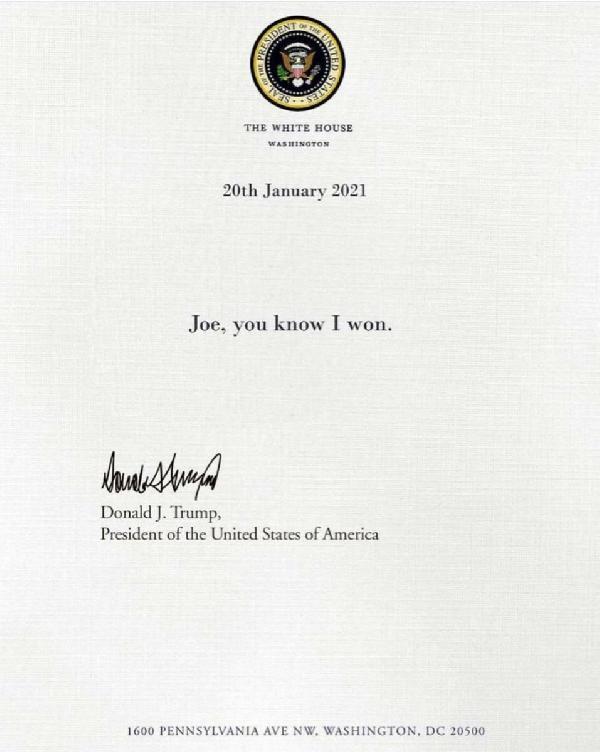 Trump'ın Biden'a bıraktığı mektupta ne yazdığı ortaya çıktı - Resim : 1