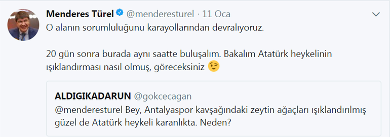 Başkan Türel'den Twitter'da Atatürk heykeli sözü - Resim : 1