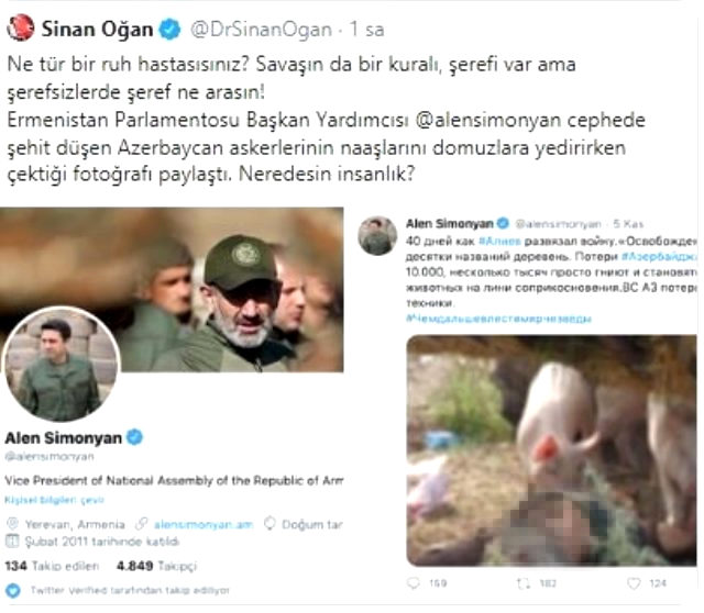 Ermeni siyasetçiden alçak paylaşım! Azerbaycanlı şehit askerlerin naaşını domuzlara yedirdiler - Resim : 4