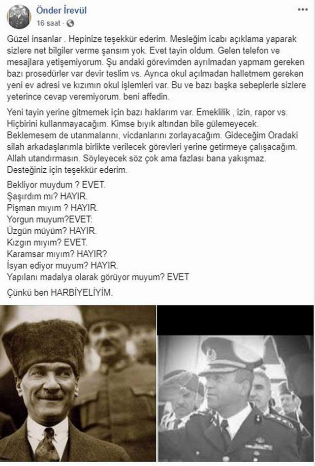 Atatürk’e dua edilmediği için tepki gösteren Albay'a jet tayin! - Resim : 1