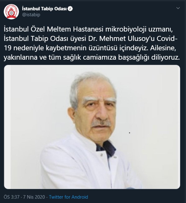 Dr. Mehmet Ulusoy koronavirüs nedeniyle hayatını kaybetti - Resim : 1
