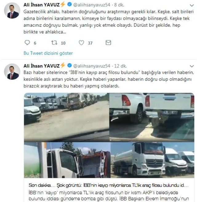 ''İBB'nin kayıp araç filosu bulundu'' iddiasına AK Parti'den yanıt - Resim : 1