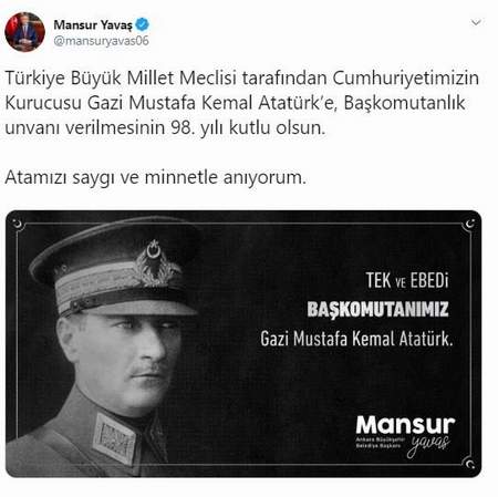 Mansur Yavaş'tan Atatürk paylaşımı - Resim : 1