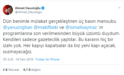 Davutoğlu işten kovulan gazeteciler hakkında konuştu - Resim : 2