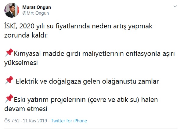 İBB Sözcüsü Murat Ongun'dan ''su zammı'' açıklaması - Resim : 1