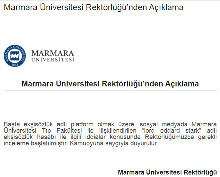 Marmara Üniversitesi'nden o öğrenci için açıklama - Resim : 1