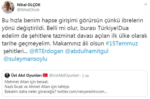 Nihal Olçok'tan ''Ahmet Altan-Nazlı Ilıcak'' tepkisi ! - Resim : 1