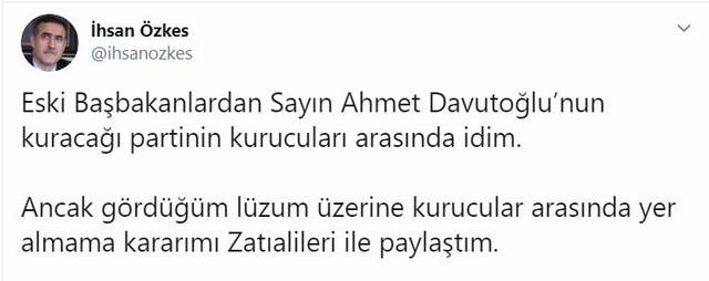 Davutoğlu’nun partisinden ilk fire - Resim : 1