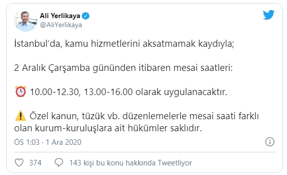 Valilik açıkladı; İstanbul'da mesai saatleri değişti! - Resim : 1