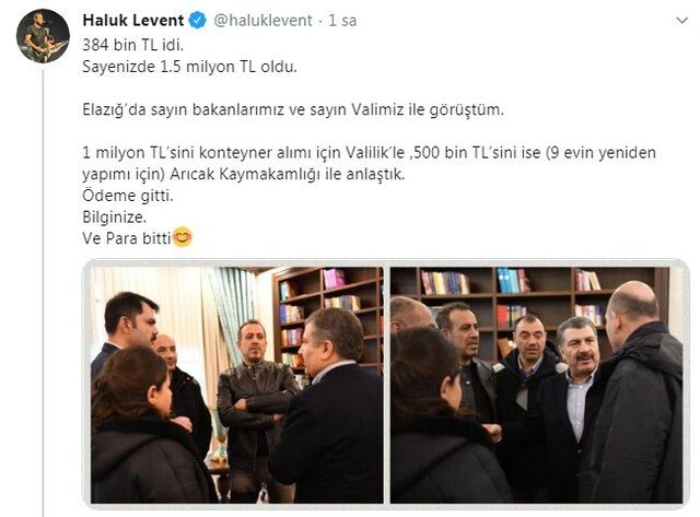 Haluk Levent deprem sonrası 1.5 milyon TL bağış topladı ! - Resim : 1