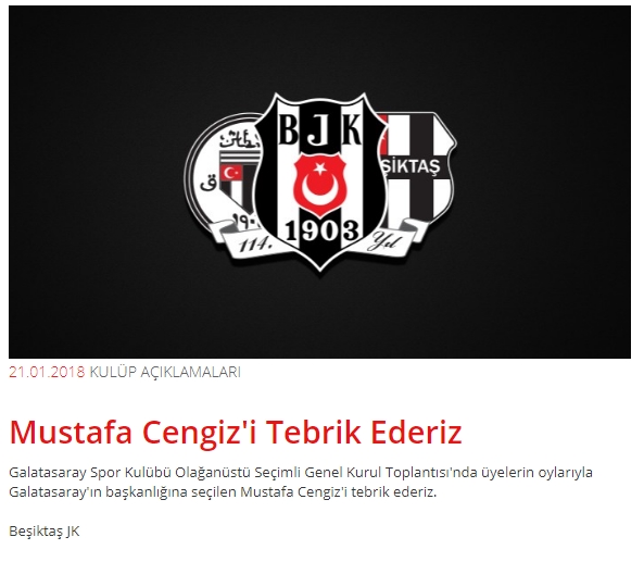 Beşiktaş’tan Mustafa Cengiz'e mesaj ! - Resim : 1
