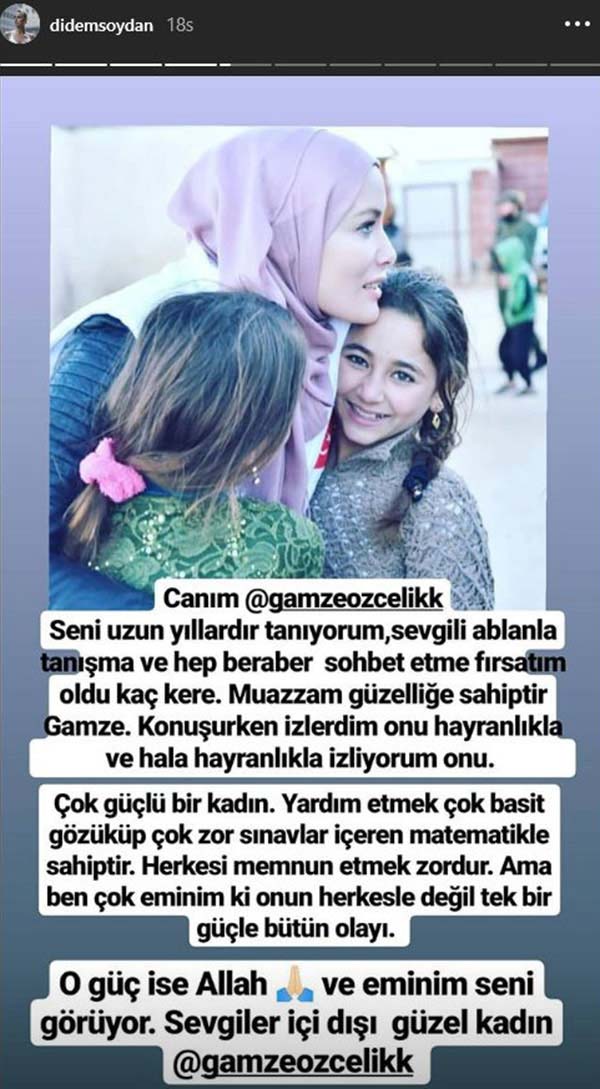 Didem Soydan'dan Gamze Özçelik paylaşımı - Resim : 1