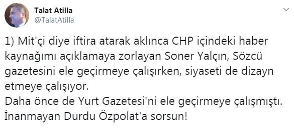 Talat Atilla’dan yeni iddia: ''Kılıçdaroğlu'na doğrulattım'' - Resim : 1