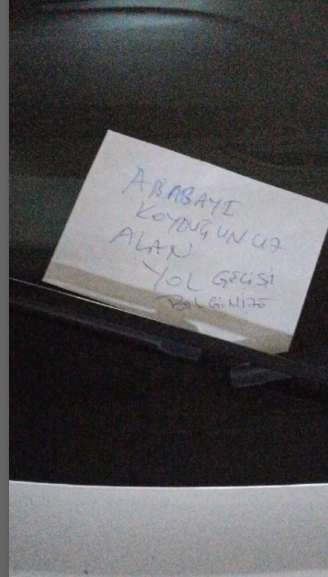 Otomobilin camına not yazan kişi gözaltına alındı - Resim : 1