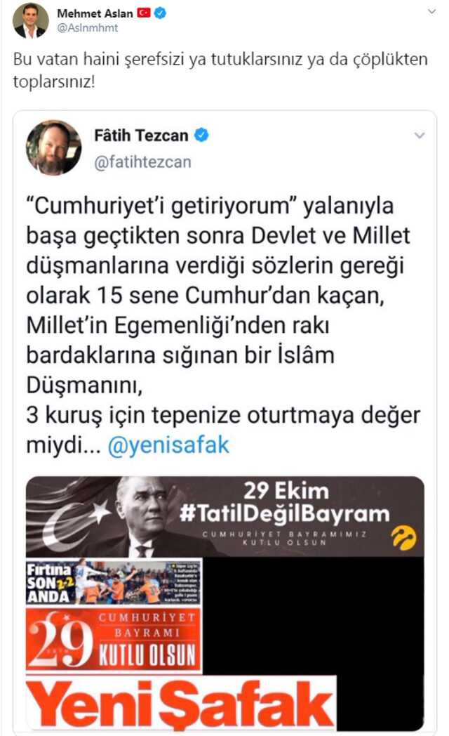 Atatürk düşmanı Fatih Tezcan'a çok sert yanıt - Resim : 1