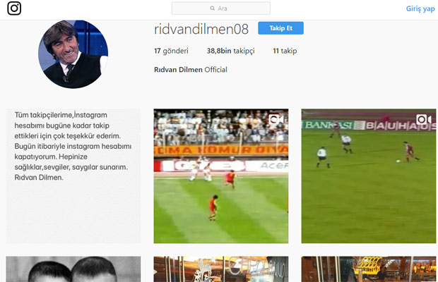 Rıdvan Dilmen Instagram hesabını kapattı - Resim : 1