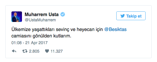 Muharrem Usta'dan Beşiktaş'a tebrik - Resim : 1