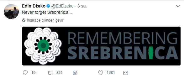 Edin Dzeko'dan Srebrenitsa tweeti - Resim : 1