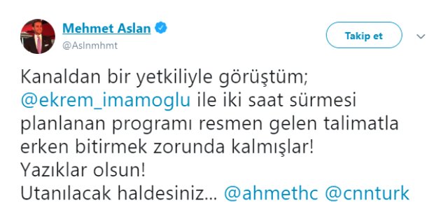 ''Ekrem İmamoğlu'nun CNN Türk'te katıldığı program erken bitirildi'' - Resim : 1