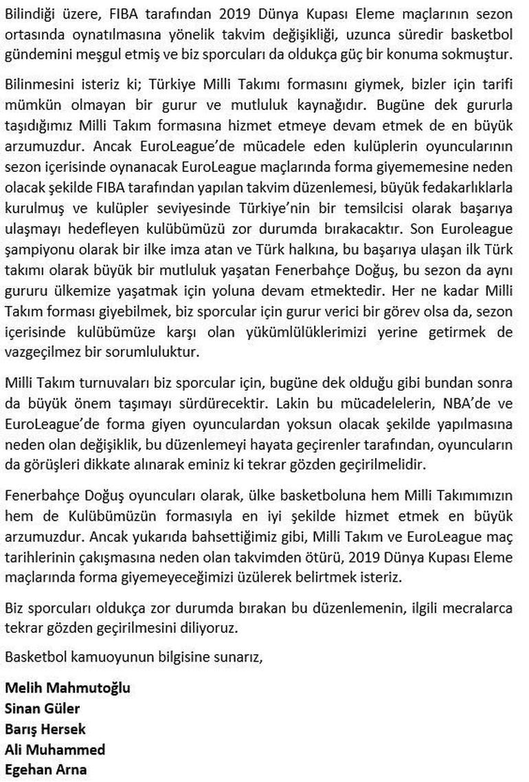 Fenerbahçe'den olay Milli Takım kararı ! - Resim : 1