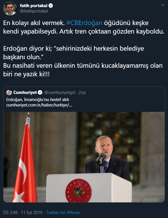 Fatih Portakal'dan Erdoğan'a eleştiri: "Keşke kendisi yapabilseydi...'' - Resim : 1