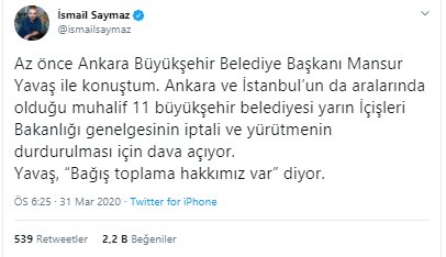 11 büyükşehir belediyesi İçişleri'nin genelgesini mahkemeye taşıyor ! - Resim : 1