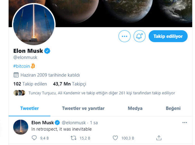 Elon Musk'ın paylaşımı Bitcoin'i uçurdu! - Resim : 1