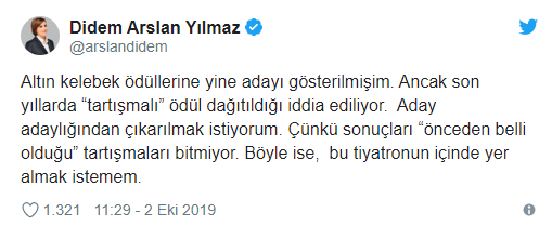 Didem Arslan Yılmaz'dan Altın Kelebek tepkisi ! - Resim : 1